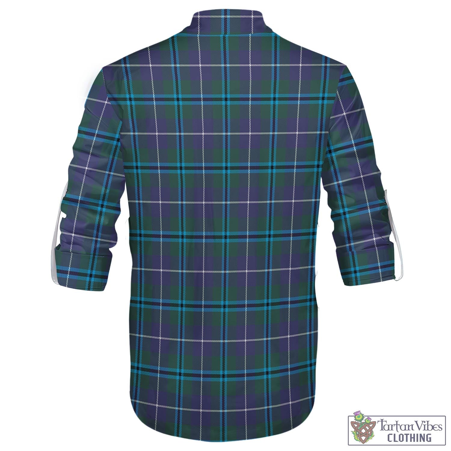 Tartan Vibes Clothing Sandilands Tartan Men's Scottish Traditional Jacobite Ghillie Kilt Shirt with Family Crest