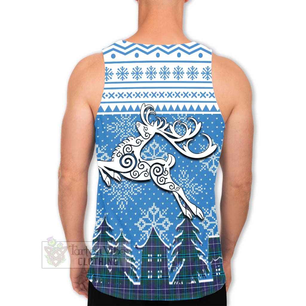 Tartan Vibes Clothing Sandilands Clan Christmas Men's Tank Top Celtic Reindeer Style