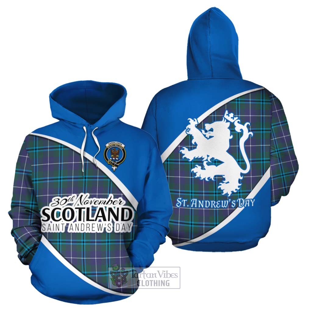 Tartan Vibes Clothing Sandilands Family Crest Tartan Cotton Hoodie Celebrate Saint Andrew's Day in Style