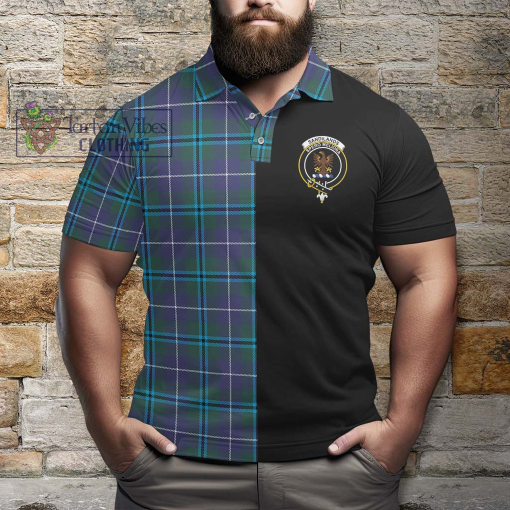 Sandilands Tartan Polo Shirt with Family Crest and Half Of Me Style - Tartanvibesclothing Shop