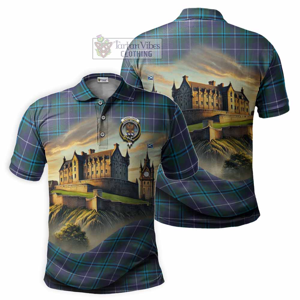Tartan Vibes Clothing Sandilands Tartan Family Crest Polo Shirt with Scottish Ancient Castle Stype