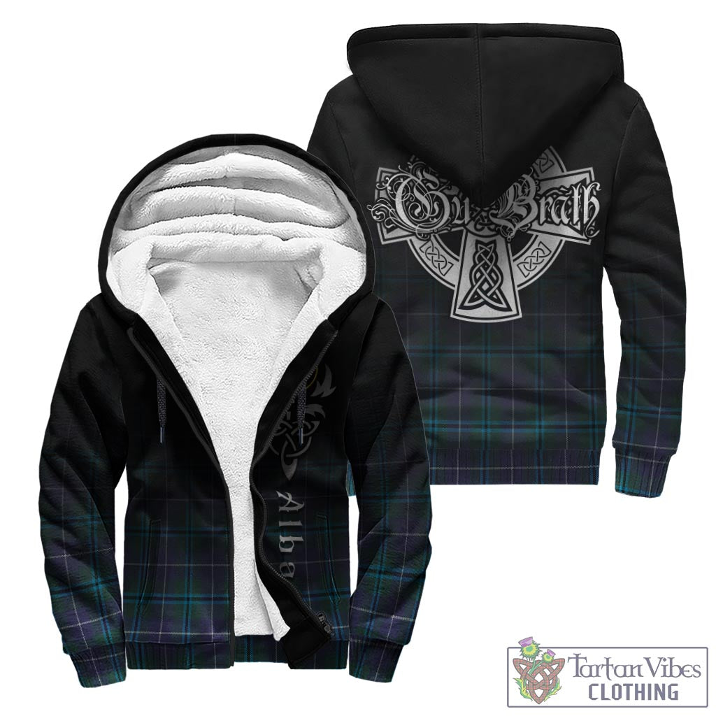 Tartan Vibes Clothing Sandilands Tartan Sherpa Hoodie Featuring Alba Gu Brath Family Crest Celtic Inspired