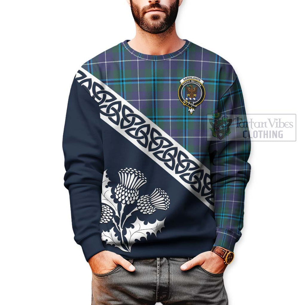 Tartan Vibes Clothing Sandilands Tartan Sweatshirt Featuring Thistle and Scotland Map
