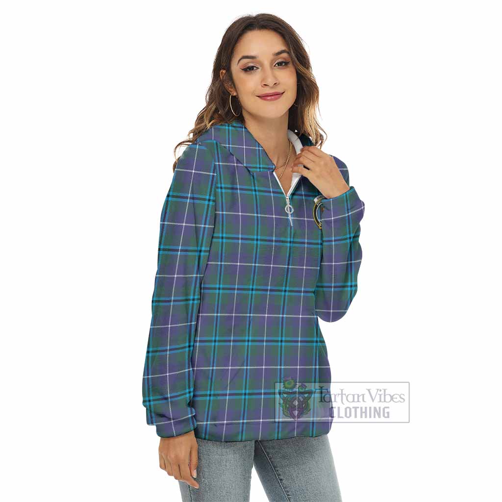 Tartan Vibes Clothing Sandilands Tartan Crest Women's Borg  Half Zip Fleece Hoodie