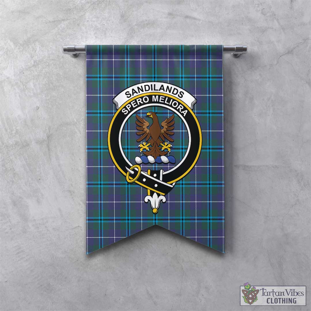 Sandilands Tartan Gonfalon, Tartan Banner with Family Crest - Tartan Vibes Clothing