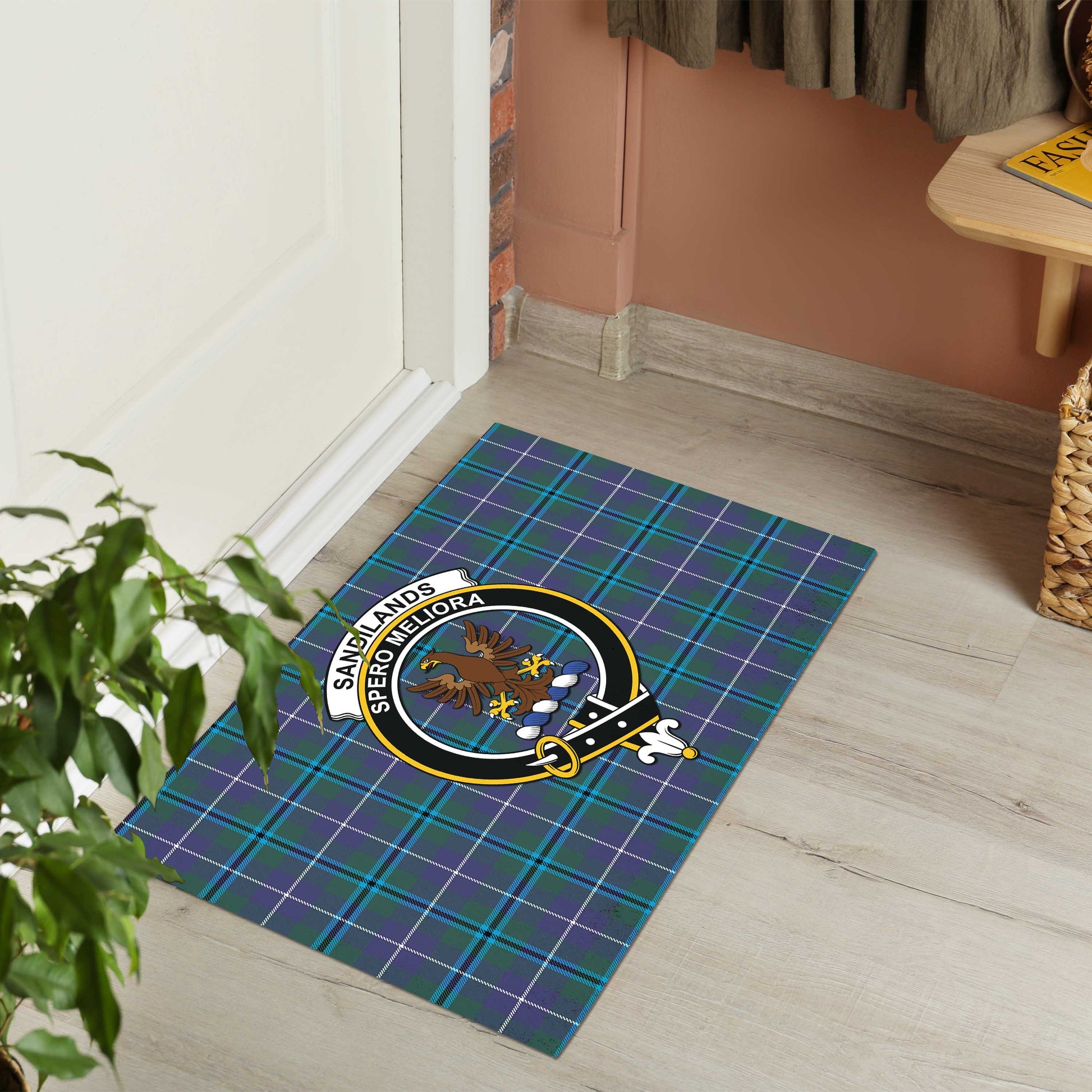 Sandilands Tartan Rubber Doormat with Family Crest - Tartan Vibes Clothing