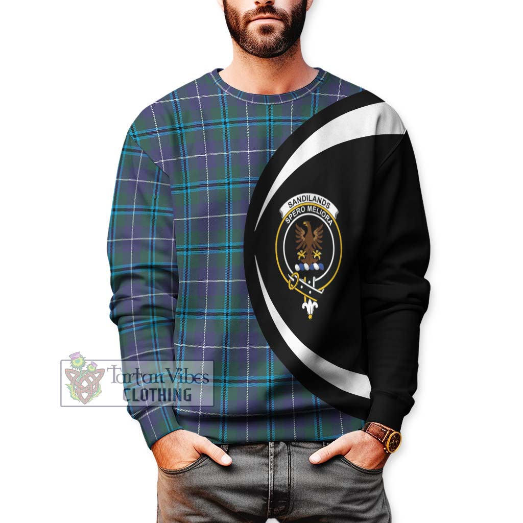 Sandilands Tartan Sweatshirt with Family Crest Circle Style - Tartan Vibes Clothing