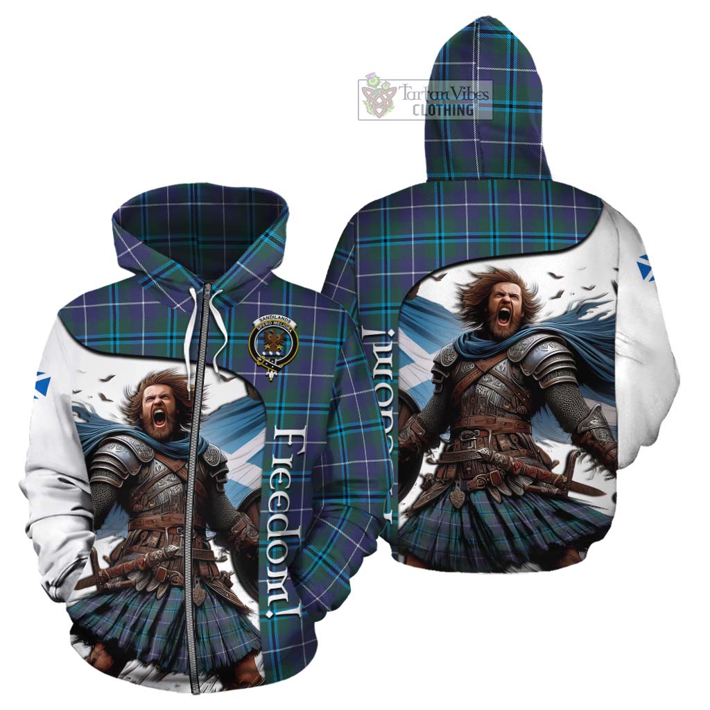 Tartan Vibes Clothing Sandilands Crest Tartan Cotton Hoodie Inspired by the Freedom of Scottish Warrior