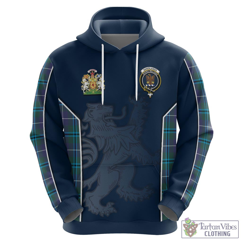 Tartan Vibes Clothing Sandilands Tartan Hoodie with Family Crest and Lion Rampant Vibes Sport Style