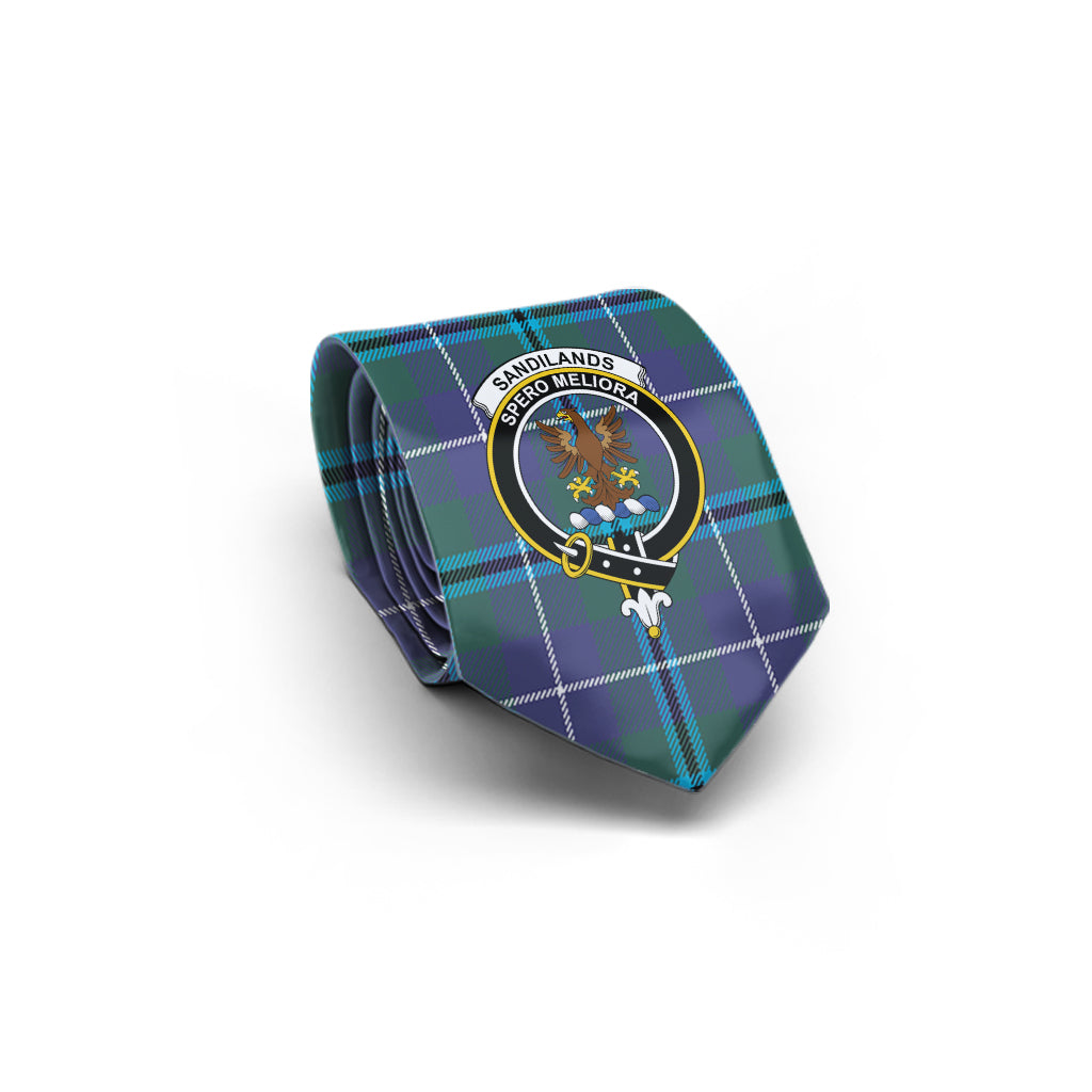 Sandilands Tartan Classic Necktie with Family Crest - Tartan Vibes Clothing