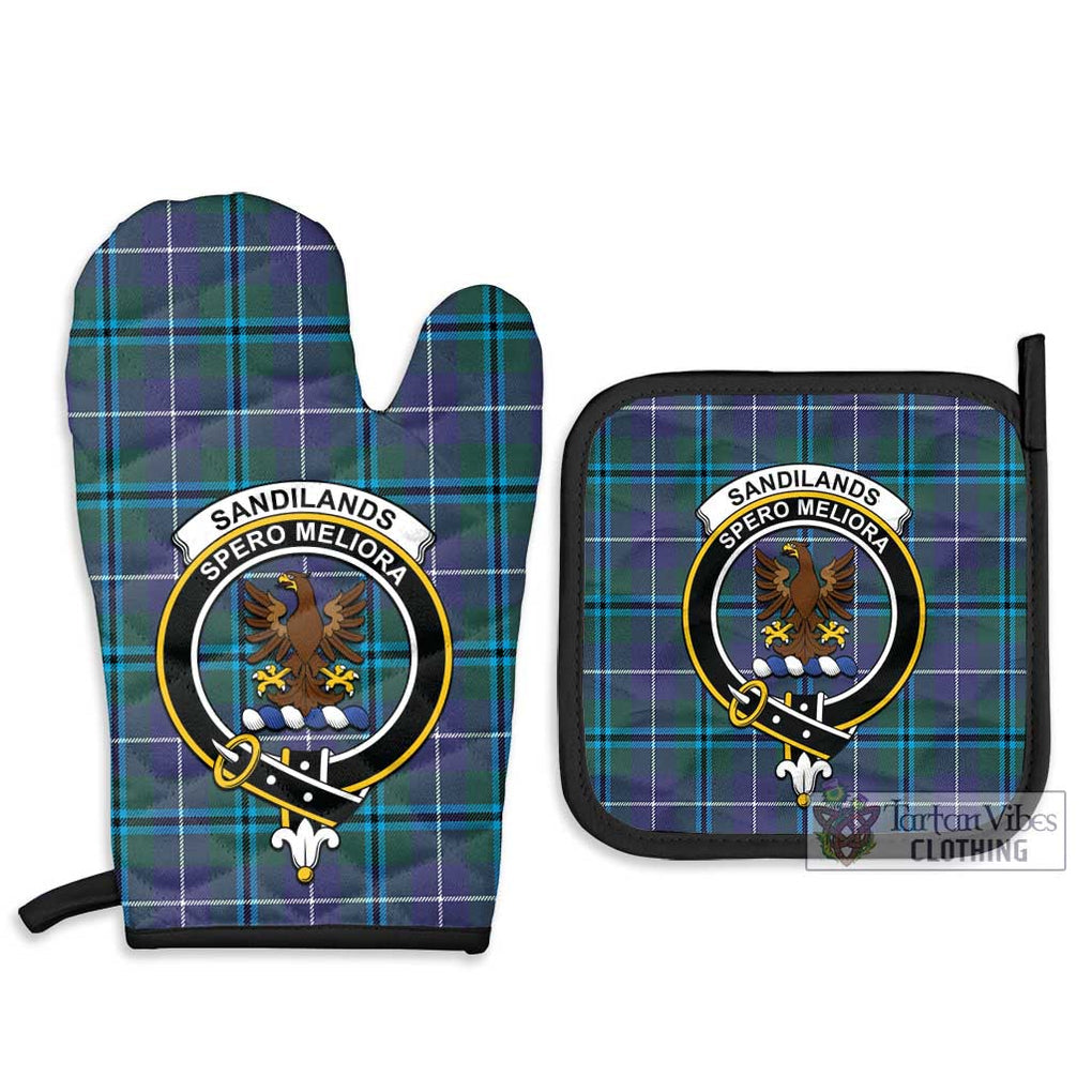 Sandilands Tartan Combo Oven Mitt & Pot-Holder with Family Crest Combo 1 Oven Mitt & 2 Pot-Holder Black - Tartan Vibes Clothing