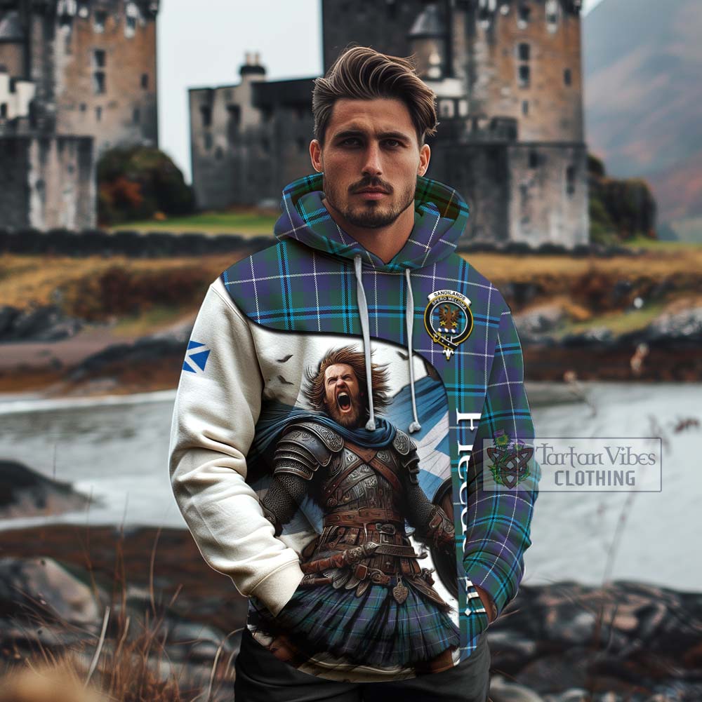 Tartan Vibes Clothing Sandilands Crest Tartan Cotton Hoodie Inspired by the Freedom of Scottish Warrior