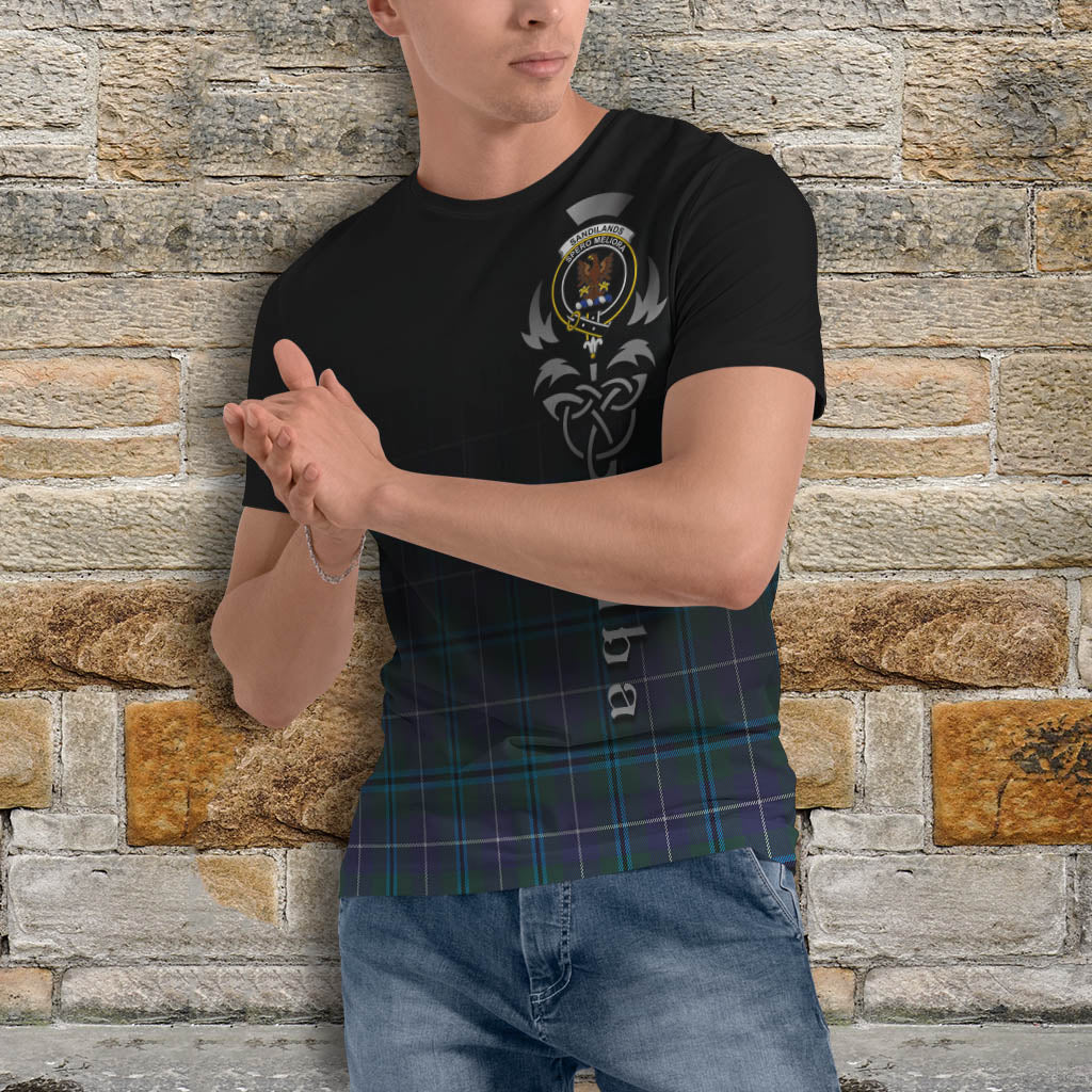 Tartan Vibes Clothing Sandilands Tartan T-Shirt Featuring Alba Gu Brath Family Crest Celtic Inspired