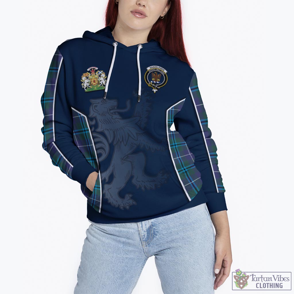Tartan Vibes Clothing Sandilands Tartan Hoodie with Family Crest and Lion Rampant Vibes Sport Style