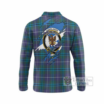 Sandilands Clan Crest In Me Tartan Long Sleeve Polo Shirt Scotland Flag Style