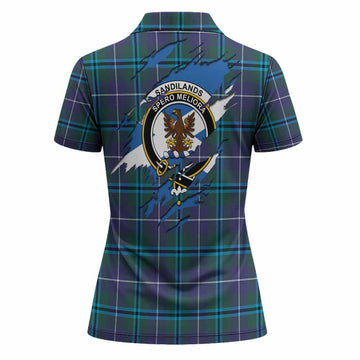 Sandilands Clan Crest In Me Tartan Women Polo Shirt Scotland Flag Style