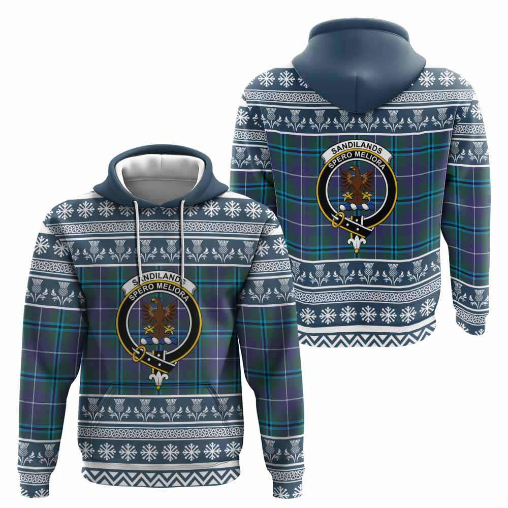 Sandilands Clan Tartan Christmas Hoodie with Family Crest - Tartan Vibes Clothing