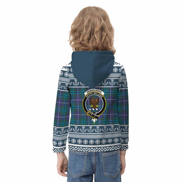 Sandilands Clan Tartan Christmas Kid Hoodie with Family Crest