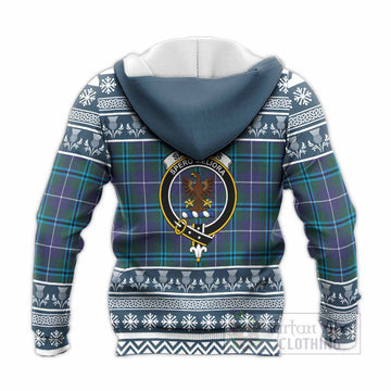 Sandilands Clan Tartan Christmas Knitted Hoodie with Family Crest