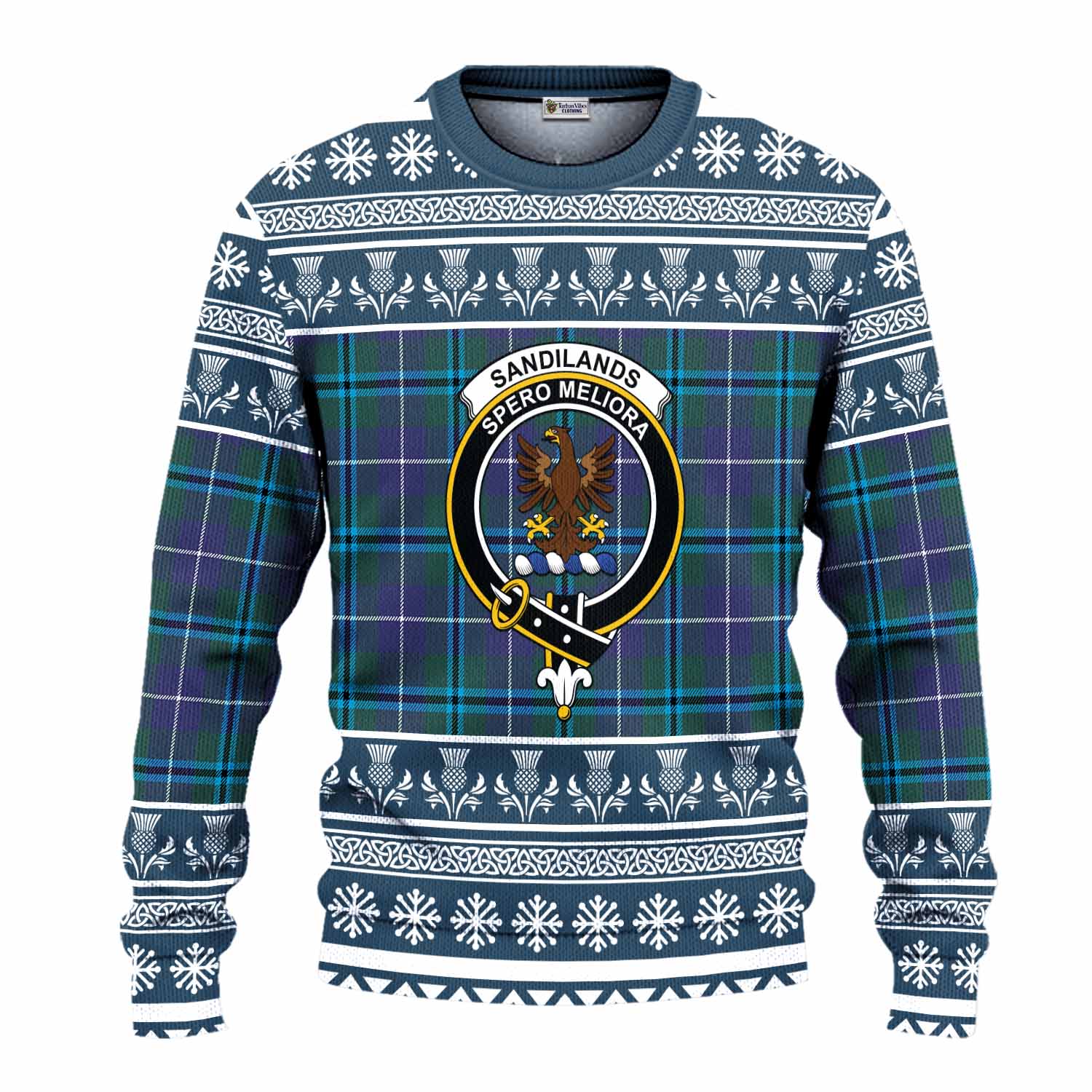 Sandilands Clan Tartan Christmas Ugly Sweater with Family Crest - Tartan Vibes Clothing