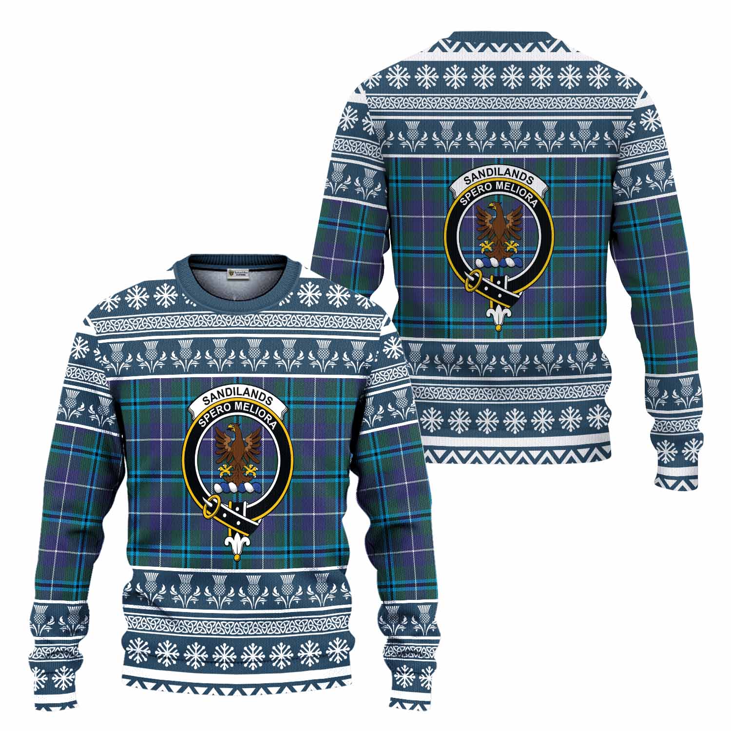 Sandilands Clan Tartan Christmas Ugly Sweater with Family Crest - Tartan Vibes Clothing