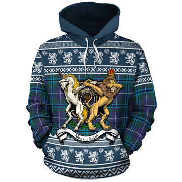 Sandilands Clan Tartan Crest Christmas Cotton Hoodie Coat of Arms Funny Style