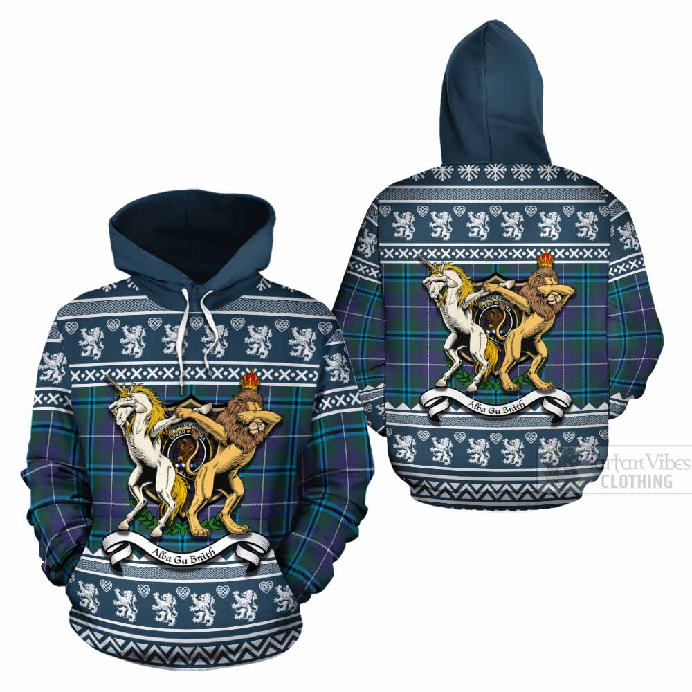 Sandilands Clan Tartan Crest Christmas Cotton Hoodie Coat of Arms Funny Style - Tartan Vibes Clothing