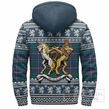 Sandilands Clan Tartan Crest Christmas Fleece Hoodie Coat of Arms Funny Style