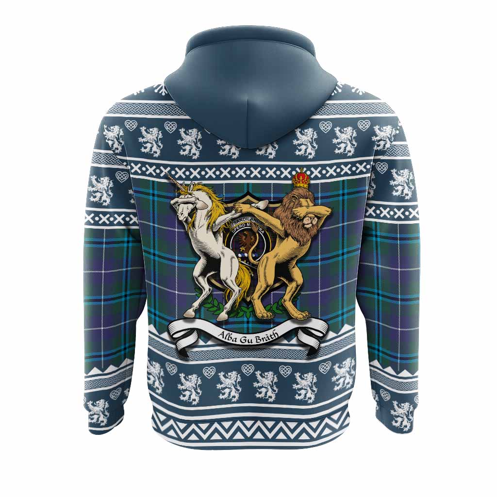 Sandilands Clan Tartan Crest Christmas Hoodie Coat of Arms Funny Style - Tartan Vibes Clothing