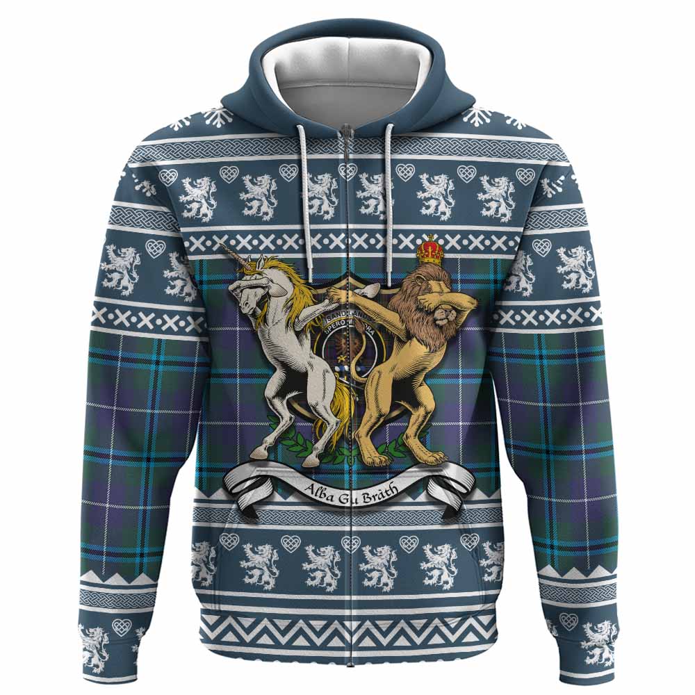Sandilands Clan Tartan Crest Christmas Hoodie Coat of Arms Funny Style - Tartan Vibes Clothing