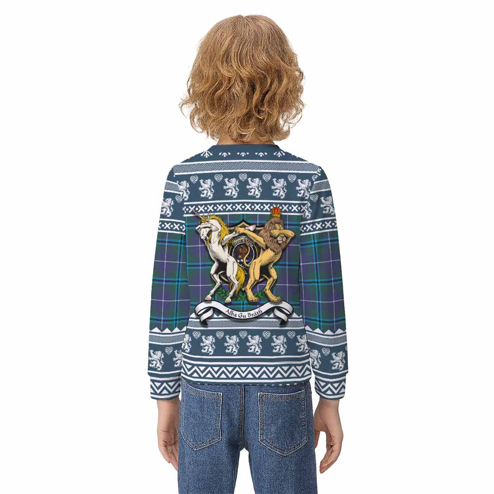 Sandilands Clan Tartan Crest Christmas Kid Ugly Sweatshirt Coat of Arms Funny Style - Tartan Vibes Clothing