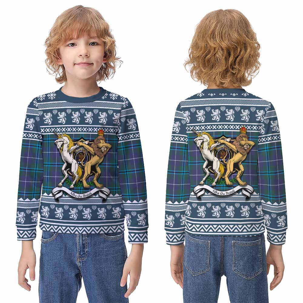 Sandilands Clan Tartan Crest Christmas Kid Ugly Sweatshirt Coat of Arms Funny Style - Tartan Vibes Clothing