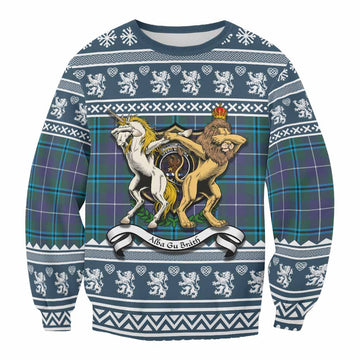 Sandilands Clan Tartan Crest Christmas Sweatshirt Coat of Arms Funny Style
