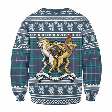 Sandilands Clan Tartan Crest Christmas Sweatshirt Coat of Arms Funny Style
