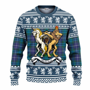 Sandilands Clan Tartan Crest Christmas Ugly Sweater Coat of Arms Funny Style