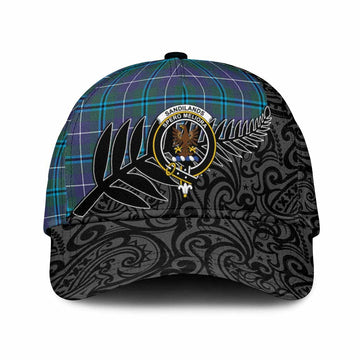 Sandilands Crest Tartan Classic Cap with New Zealand Silver Fern Half Style