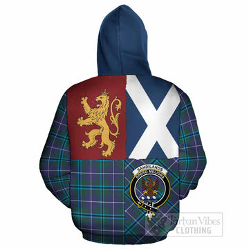 Sandilands Crest Tartan Cotton Hoodie with Lion Rampant Saltire Style