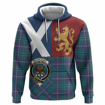 Sandilands Crest Tartan Hoodie with Lion Rampant Saltire Style