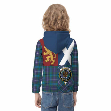 Sandilands Crest Tartan Kid Hoodie with Lion Rampant Saltire Style
