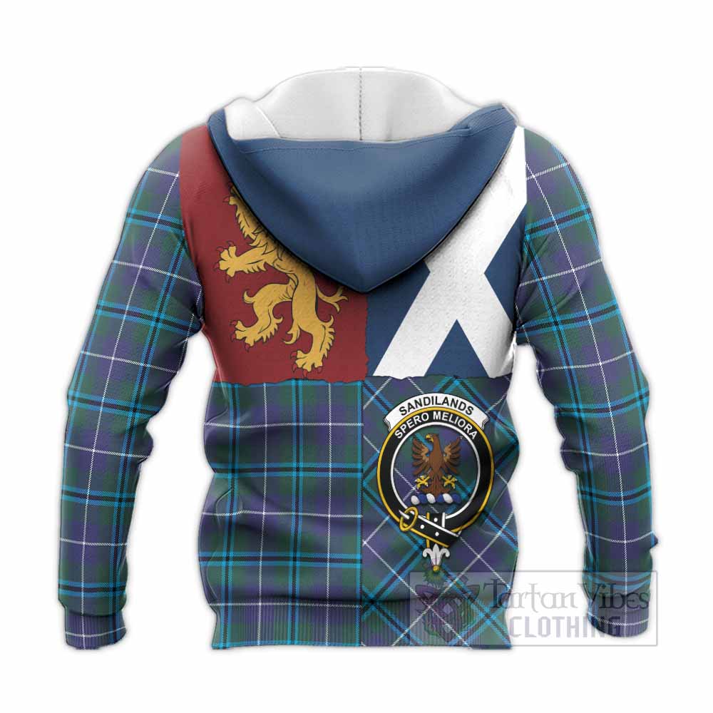 Sandilands Crest Tartan Knitted Hoodie with Lion Rampant Saltire Style