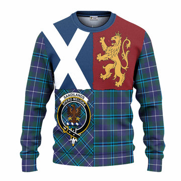 Sandilands Crest Tartan Knitted Sweater with Lion Rampant Saltire Style