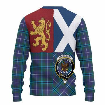 Sandilands Crest Tartan Knitted Sweater with Lion Rampant Saltire Style