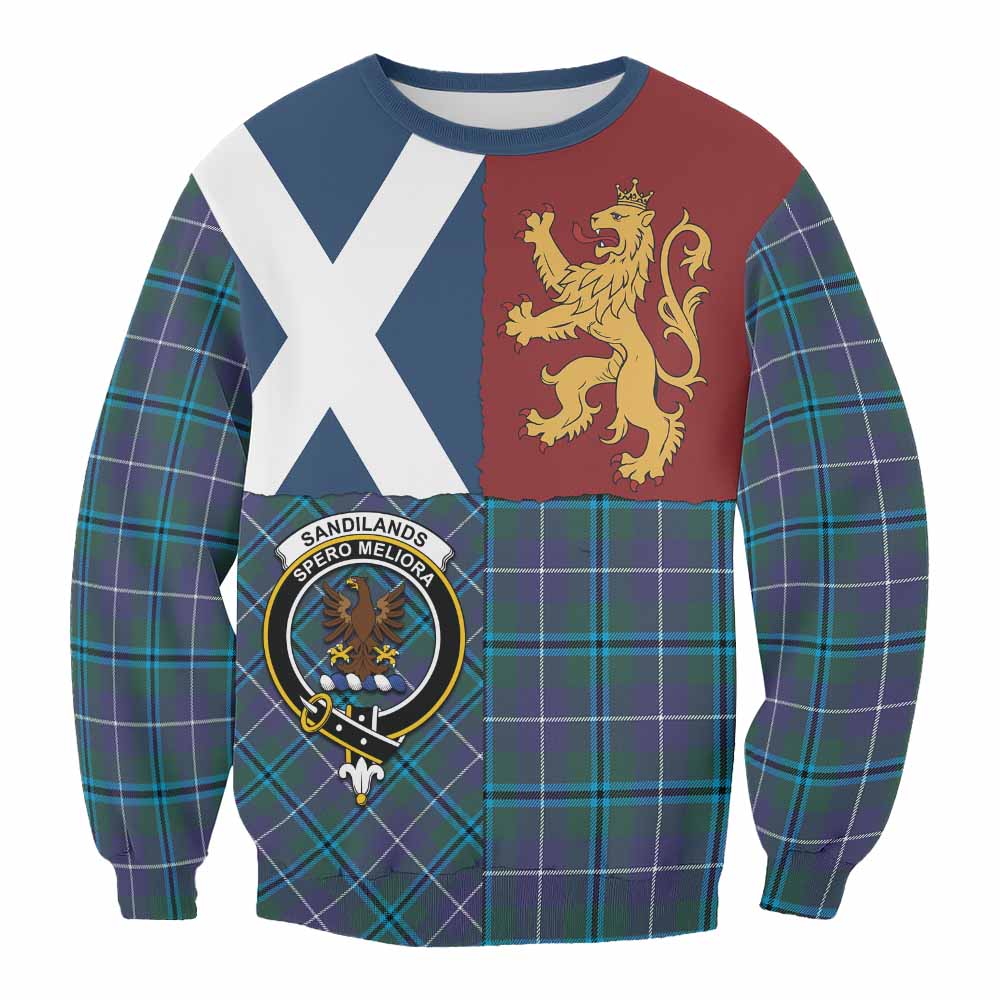 Sandilands Crest Tartan Sweatshirt with Lion Rampant Saltire Style