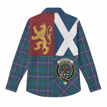 Sandilands Crest Tartan Women Casual Shirt with Lion Rampant Saltire Style