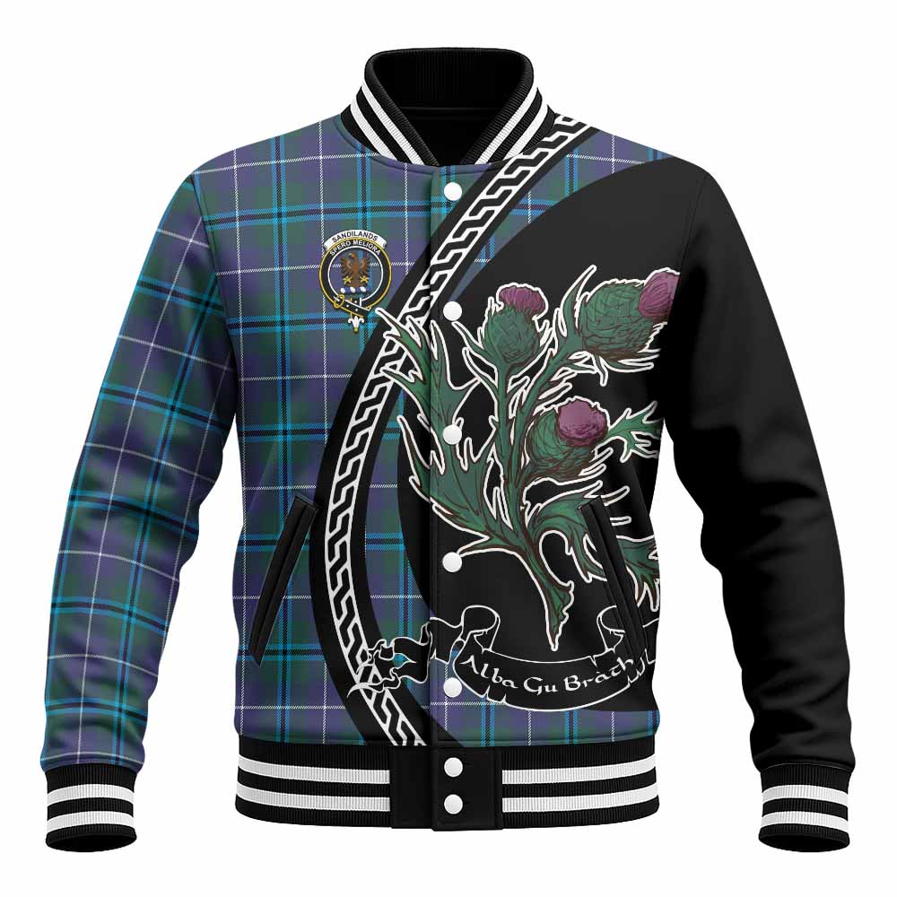Sandilands Family Crest Tartan Baseball Jacket Alba Thistle Inspired - Tartan Vibes Clothing