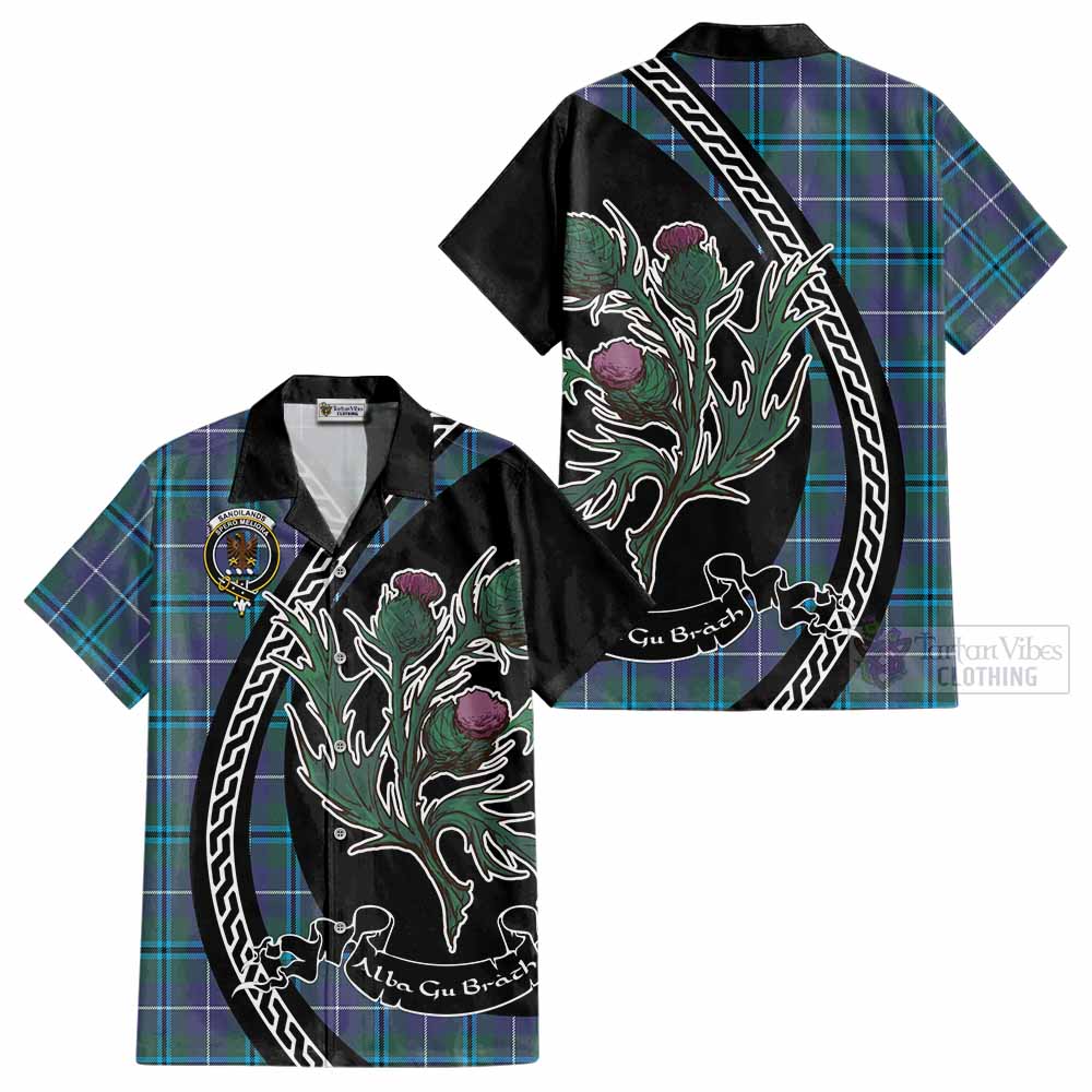 Sandilands Family Crest Tartan Cotton Hawaiian Shirt Alba Thistle Inspired - Tartan Vibes Clothing