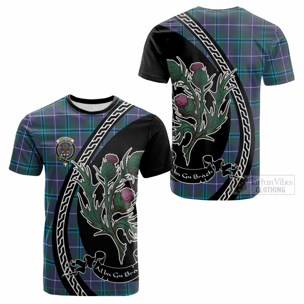 Sandilands Family Crest Tartan Cotton T-shirt Alba Thistle Inspired - Tartan Vibes Clothing