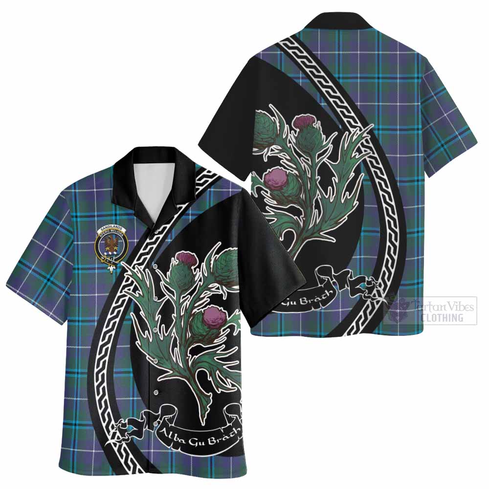 Sandilands Family Crest Tartan Hawaiian Shirt Alba Thistle Inspired - Tartan Vibes Clothing