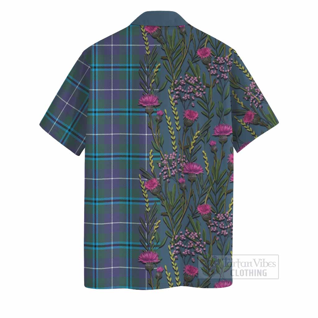 Sandilands Family Crest Tartan Hawaiian Shirt Scottish Thistle Flower Pattern Half Style - Tartan Vibes Clothing
