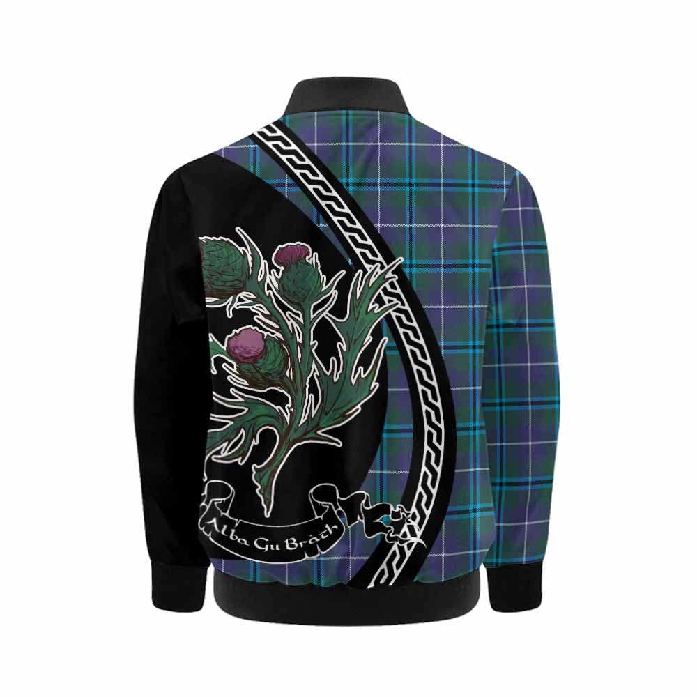 Sandilands Family Crest Tartan Kid Bomber Jacket Alba Thistle Inspired - Tartan Vibes Clothing